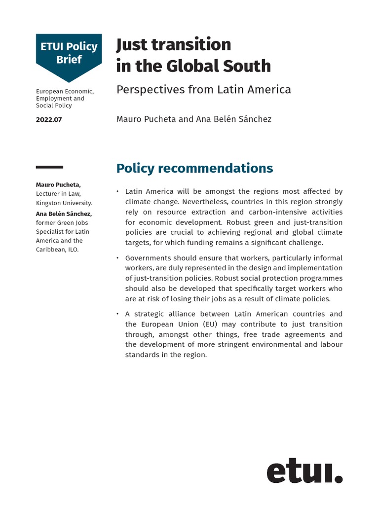 Just Transition in The Global South-Perspectives From Latin America ...