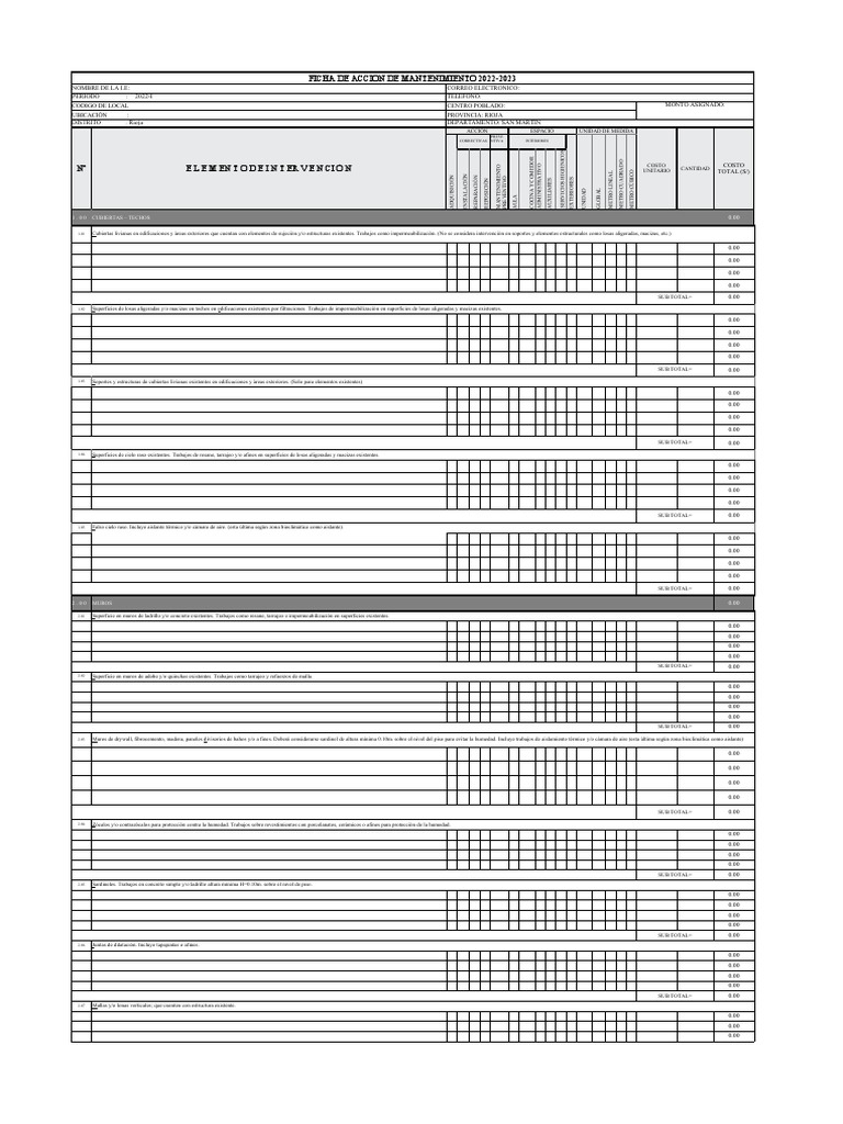 Ficha de Accion de Mantenimiento 2022I PDF