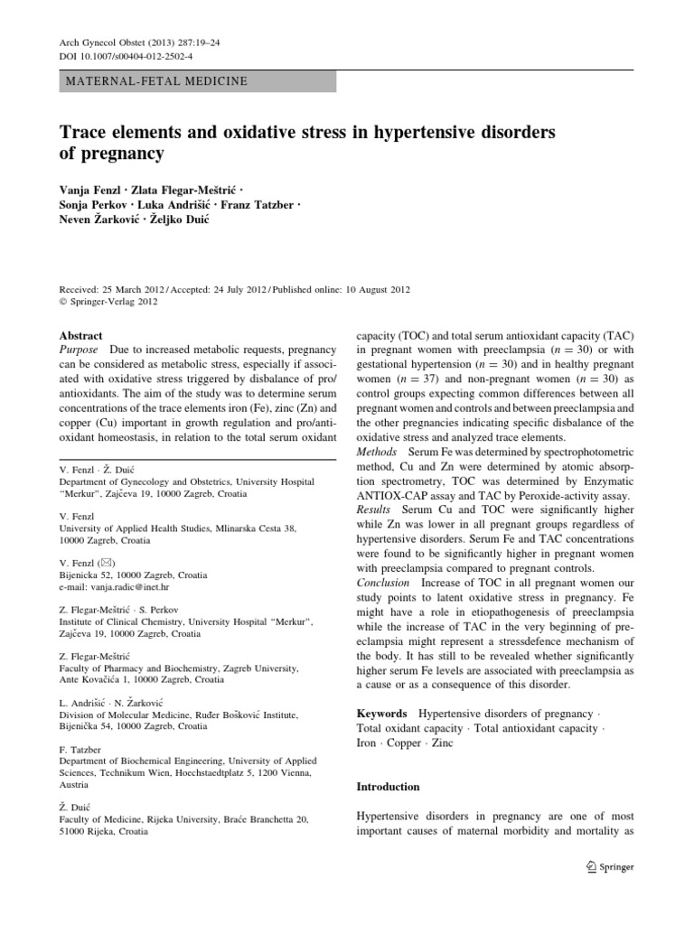Fenzl 2013 TraceElementsAndOxidativeStres PDF Medical Specialties