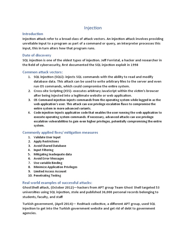 Injection and Broken Access Control | PDF | Computer Engineering ...