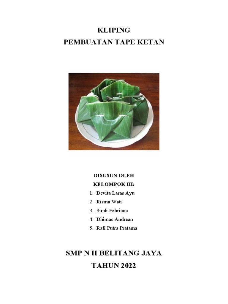 PEMBUATAN TAPE KETAN PUTIH Ditulis Oleh PDF