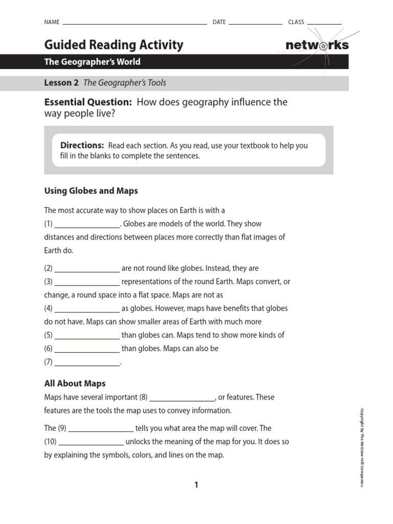 Guided Reading Activity Netw RKS Essential Question How Does