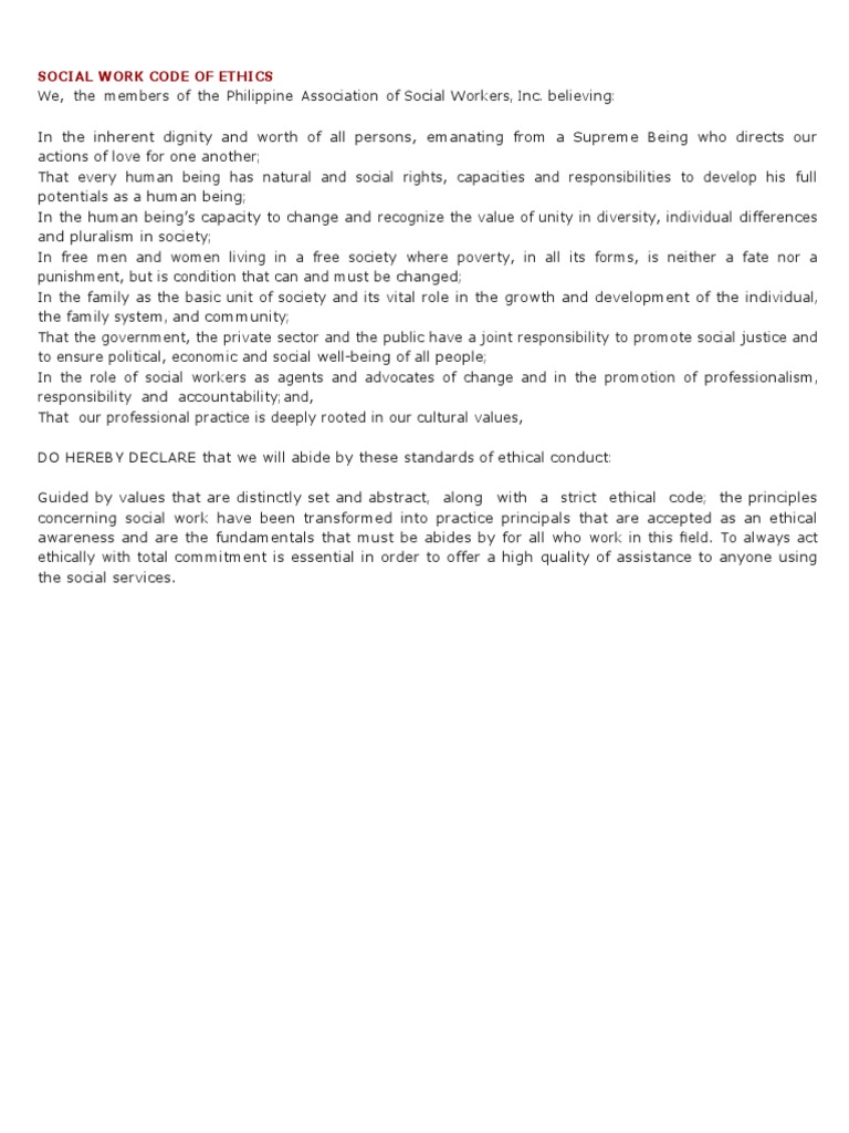 Social Work Code of Ethics PDF