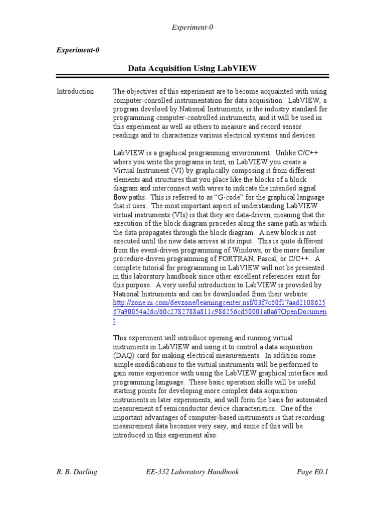 Data Acquisition Using Labview Experiment0 PDF Data Acquisition