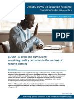 COVID19 Crisis and Curriculum - Sustaining Quality Outcomes in The Context of Remote Learning