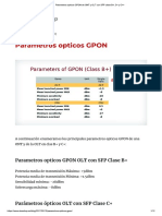 Parametros opticos GPON de ONT y OLT con SFP clase B+, C+ y C++