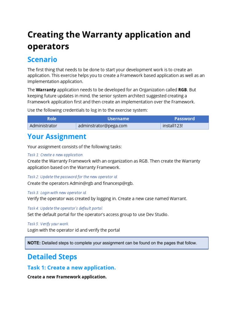 13 Creating The Warranty Application and Operators Warranty PDF