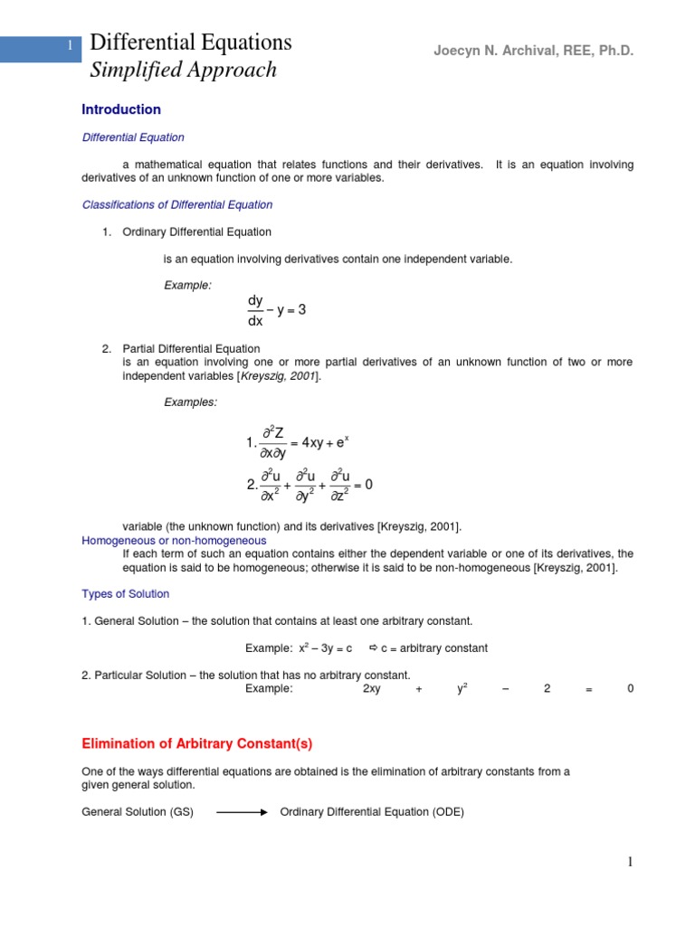 Homogeneous Differential Equations Solutions | PDF