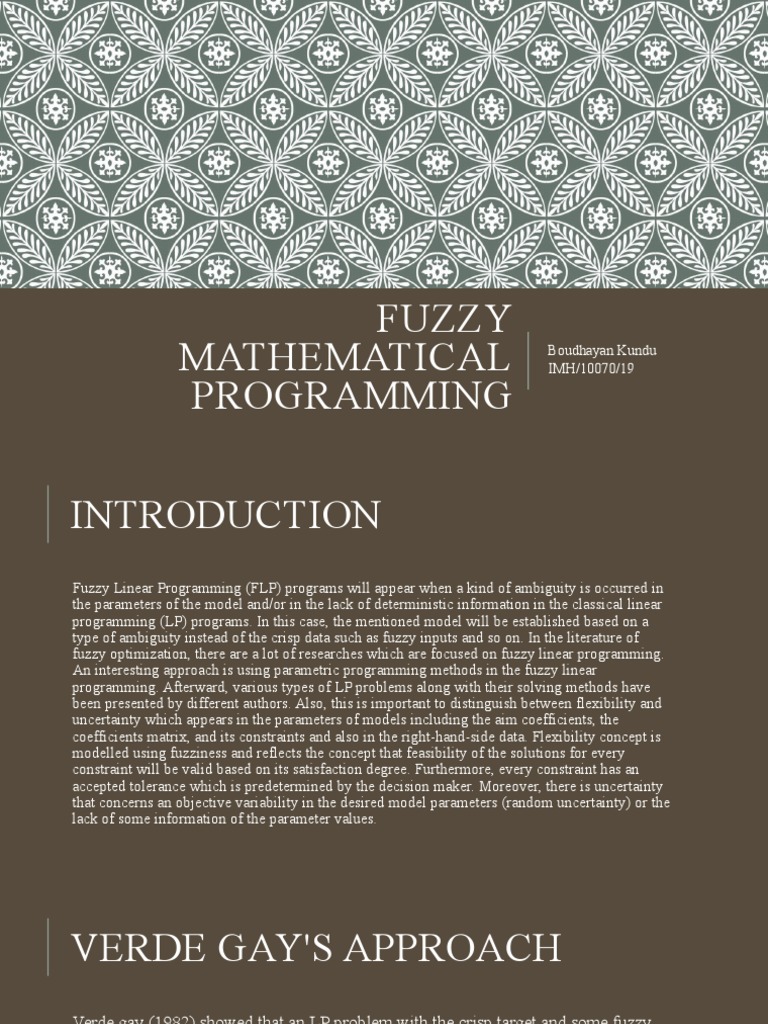 Fuzzy Linear Programming Techniques | PDF | Linear Programming ...