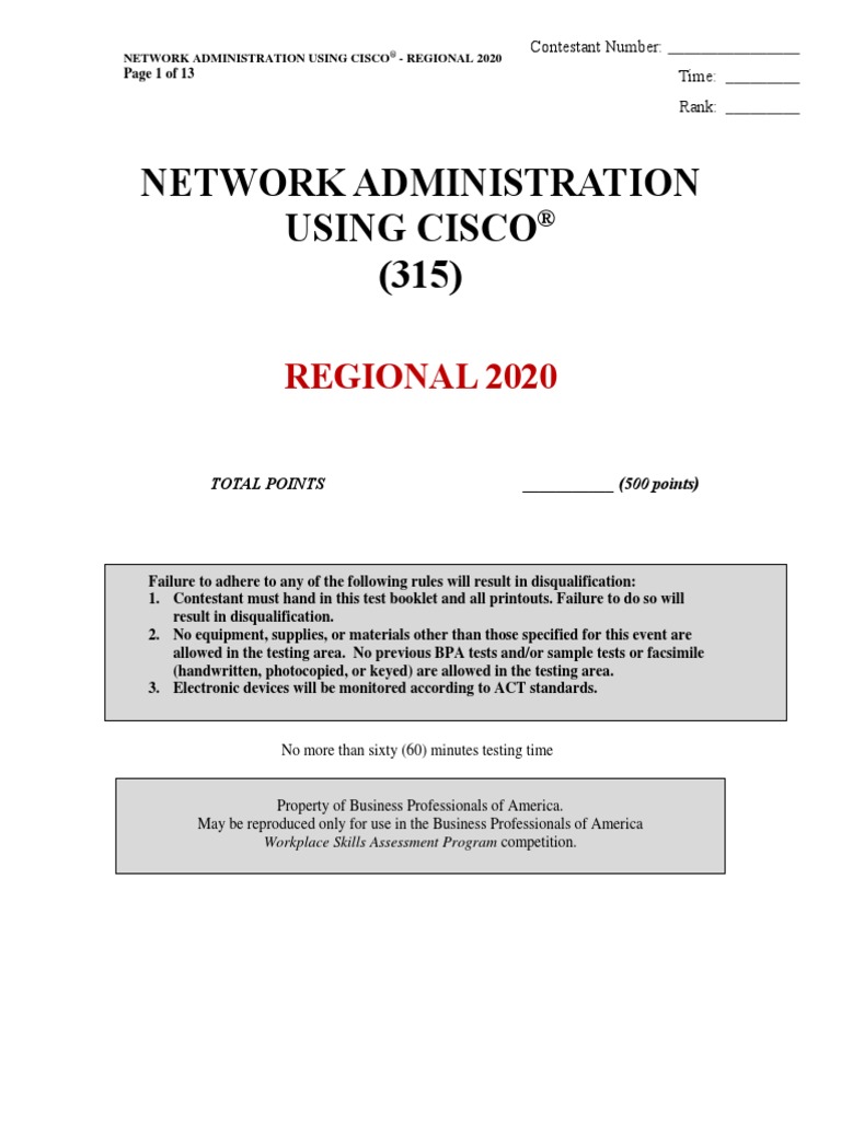 315 Network Administration Using Cisco R 2020 PDF Computer