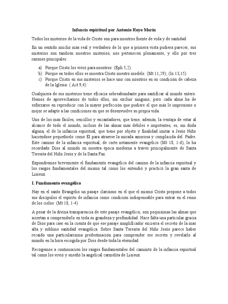 Antonio Royo Marín Infancia Espiritual PDF
