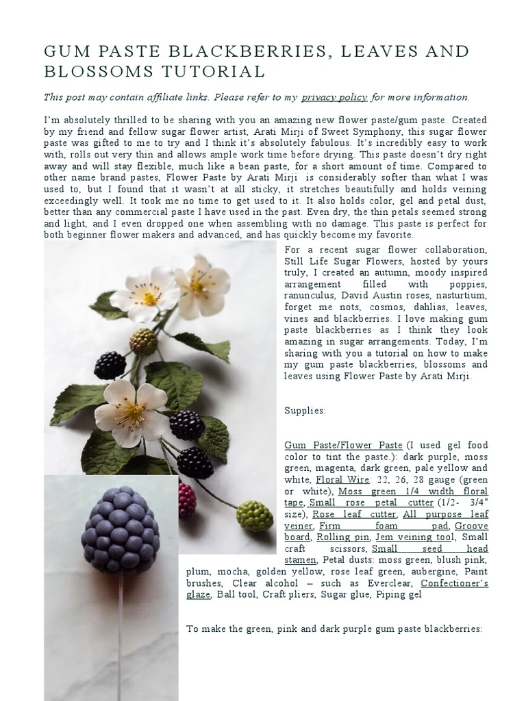 Gum Paste Blackberries PDF