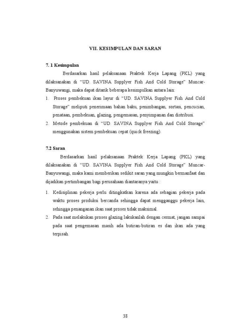 Laporan Pkl Banyuwangi Bab 7 Kesimpulan Dan Saran