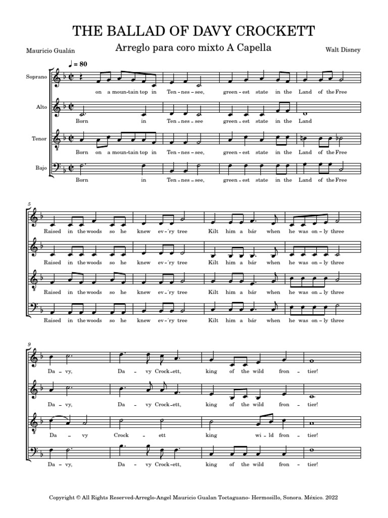 The Ballad of Davy Crocket PDF Vocal Music