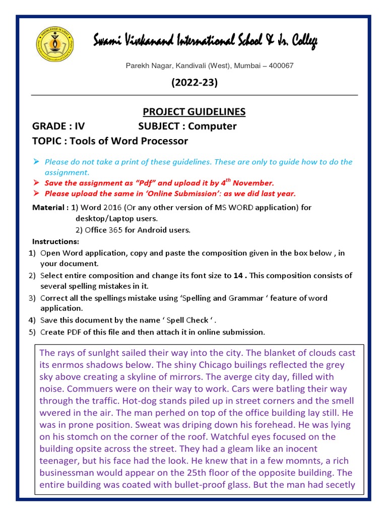 Grade 4 Computer Project 2022-23 | PDF
