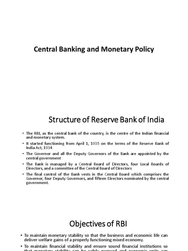 Central Banking and Monetary Policy | PDF