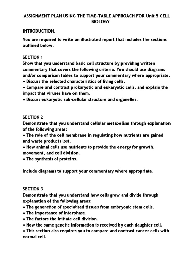 Cell Biology Assignment Plan Guide | PDF