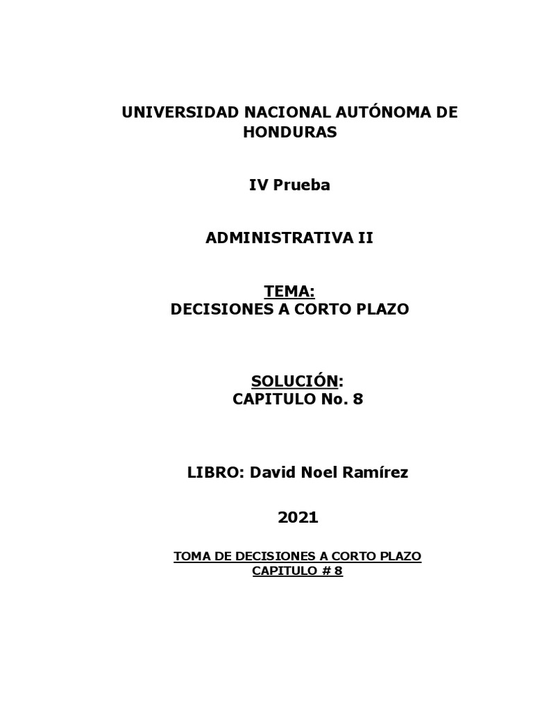 Decisiones Efectivas a Corto Plazo | PDF | Toma de decisiones | Costo