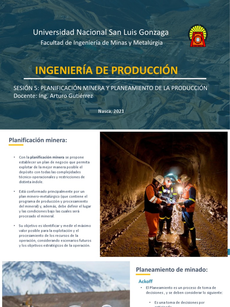 Planificación minera y planeamiento de la producción | PDF ...