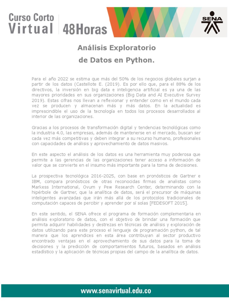 Analisis exploratorio de datos en python descargar gratis pdf
