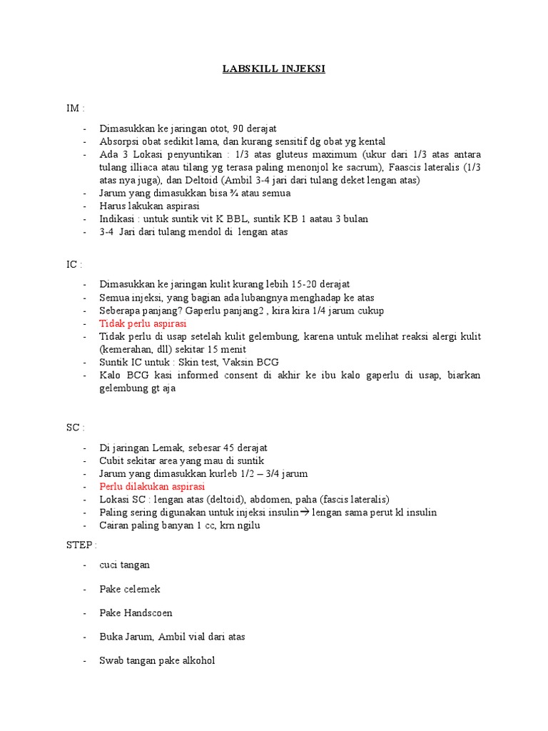 Panduan Teknik Injeksi IM, IC, SC | PDF