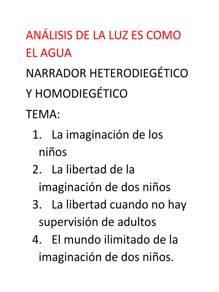 Análisis de La Luz Es Como El Agua PDF