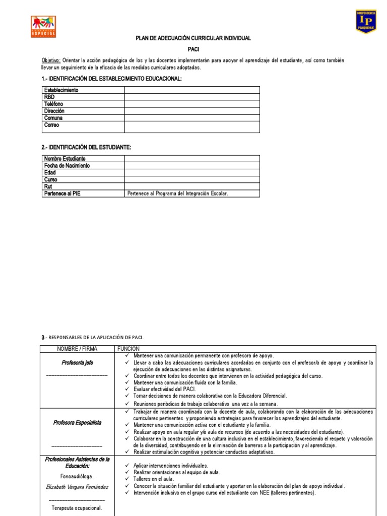 Plan de Adecuación Curricular Individual | PDF | Maestros | Evaluación