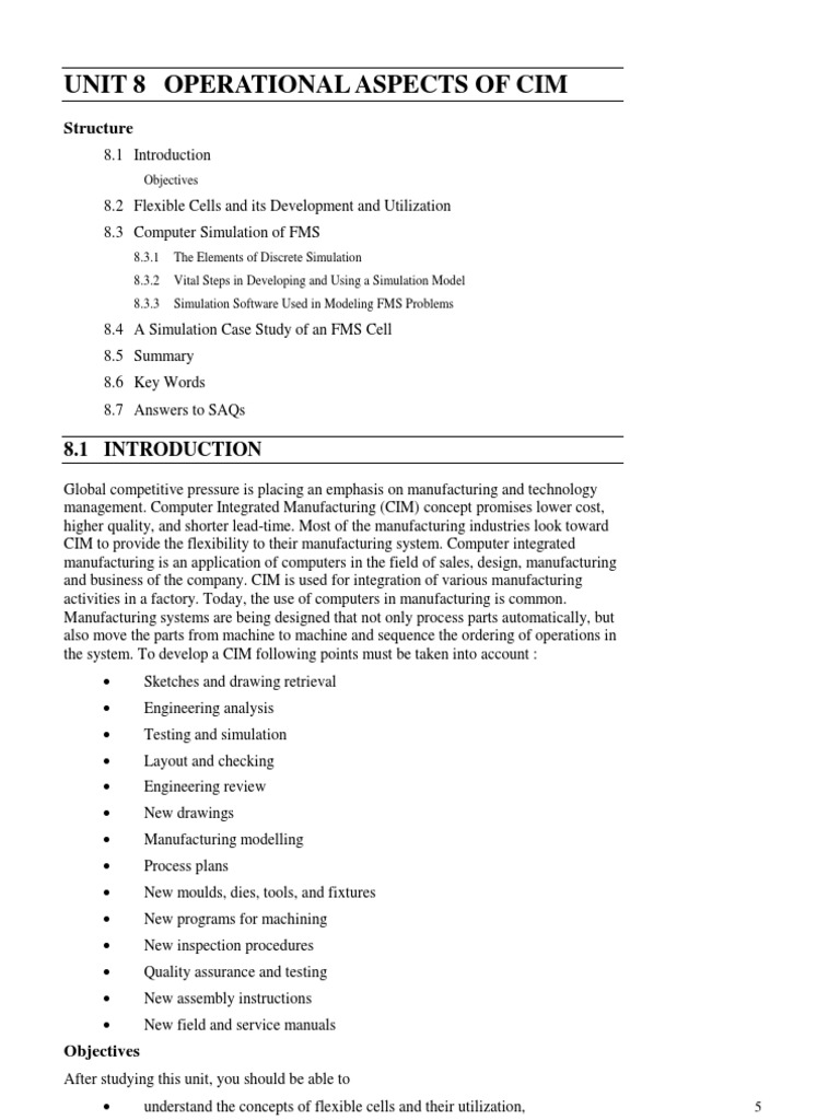 Unit 8 Operational Aspects of Cim: Structure | PDF