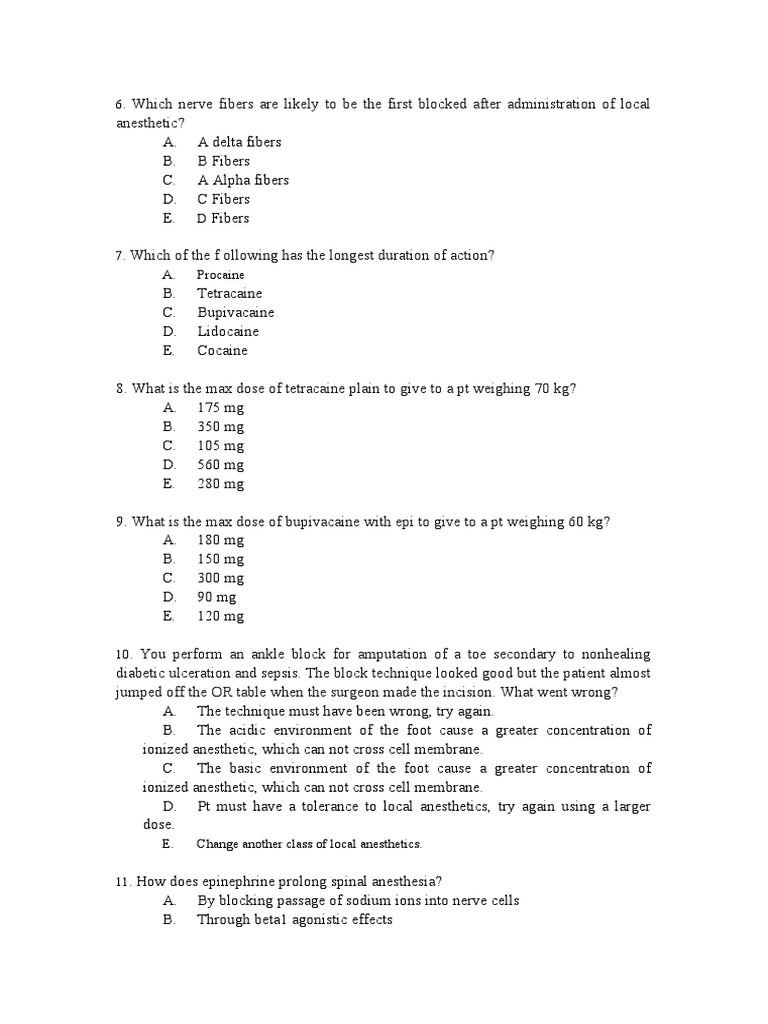 Anesthesia TEST PDF Anesthesia Physiology