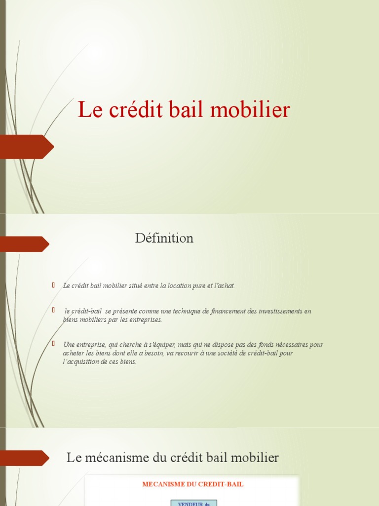 Le Crédit Bail Mobilier PDF