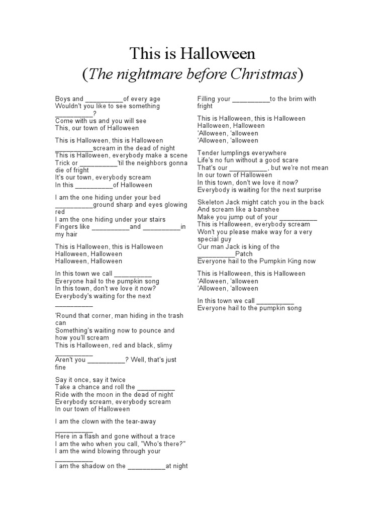 This Is Halloween Lyrics PDF