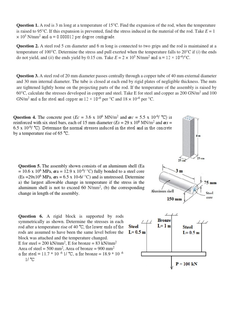 Thermal Expansion and Stress Calculations | PDF | Stress (Mechanics ...