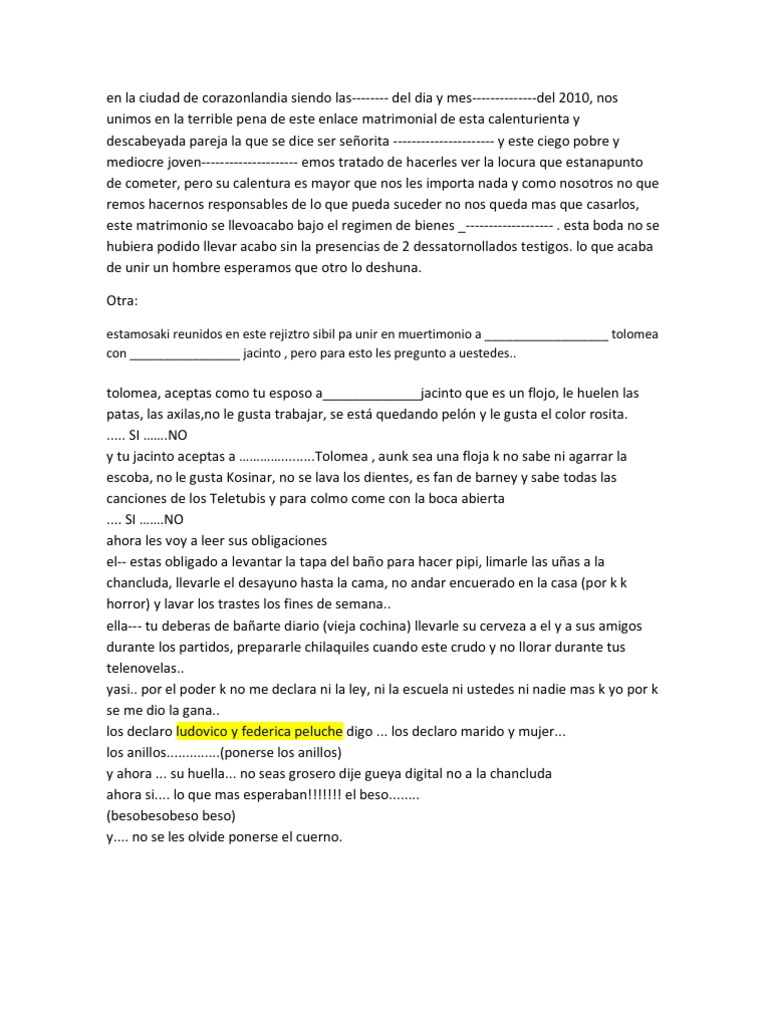 Acta de Matrimonio Kermess