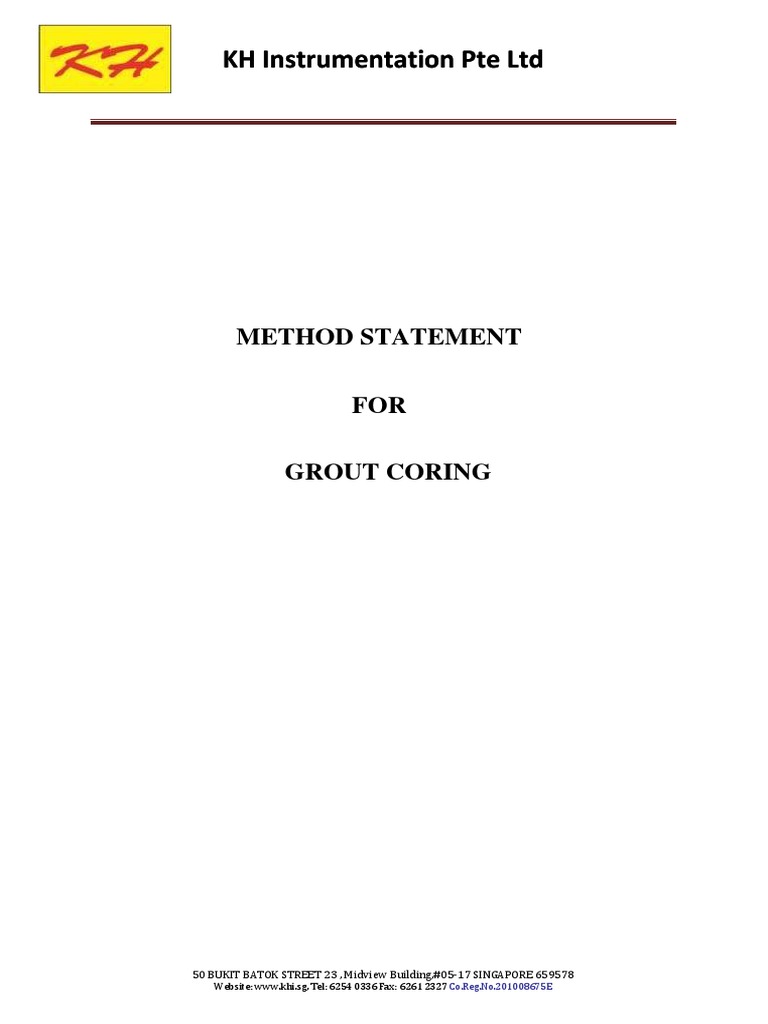 Method Statement For Coring PDF Drilling Drilling Rig