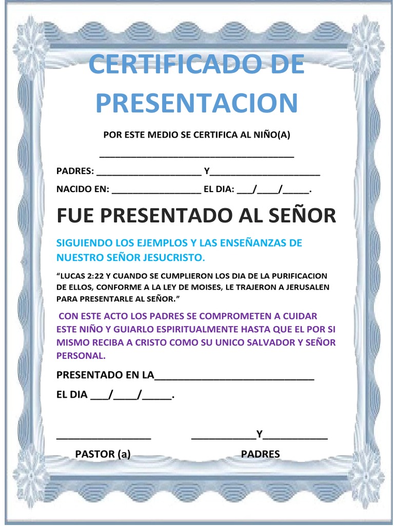Certificado de Presentacion | PDF