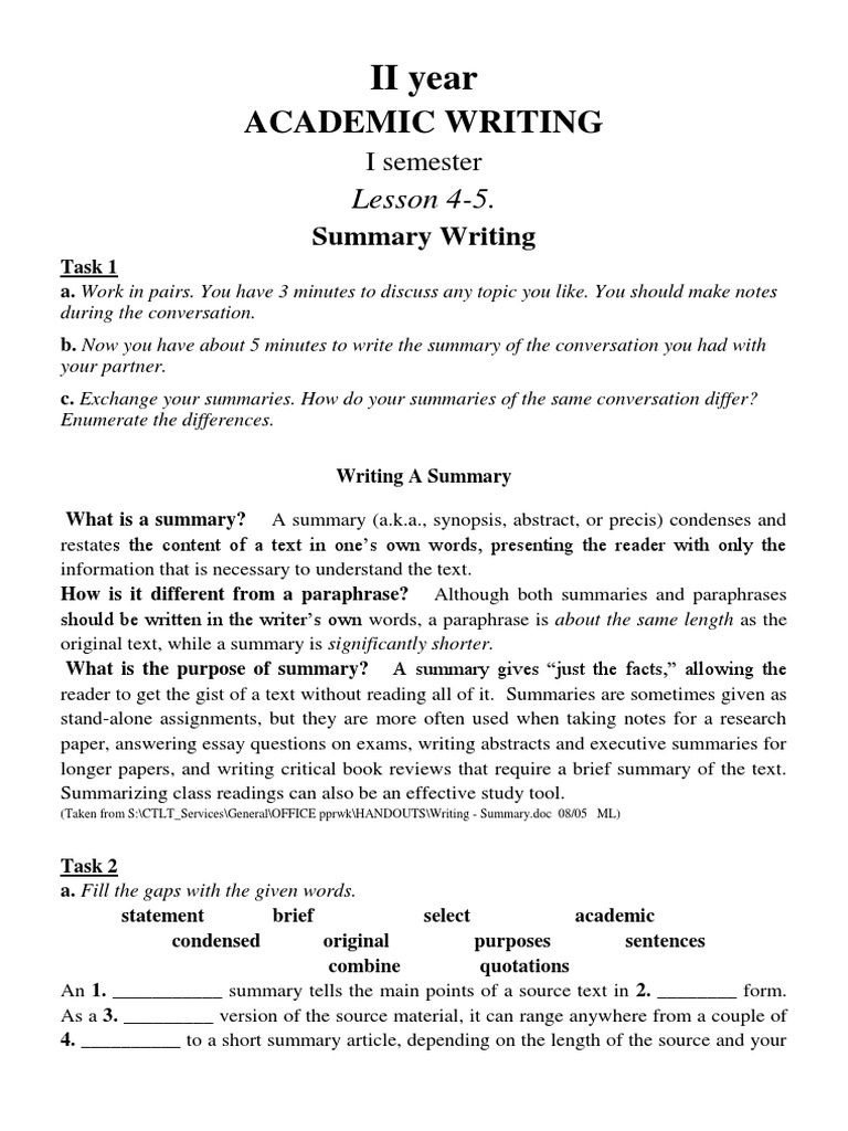 Summary Writing Techniques for Students | PDF | Physical Fitness ...