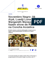 Novembro Negro - Ilê Aiyê, Luedji Luna e Margareth Menezes Fazem Show de R$1 Na Concha Acústica - Metro 1
