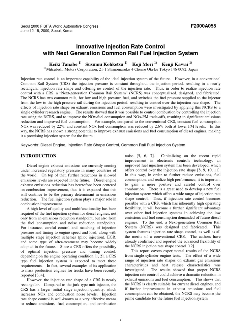 Innovative Injection Rate Control With Next Generation Common Rail Fuel ...