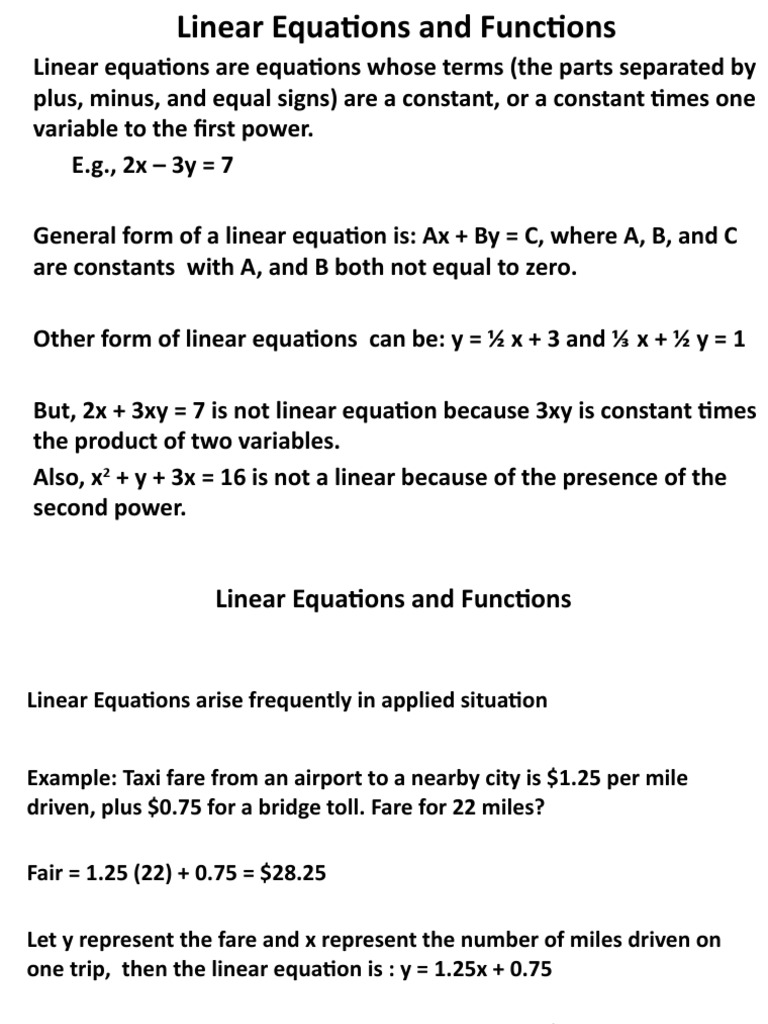 Understanding Linear Equations and Functions | PDF | Slope | Algebra