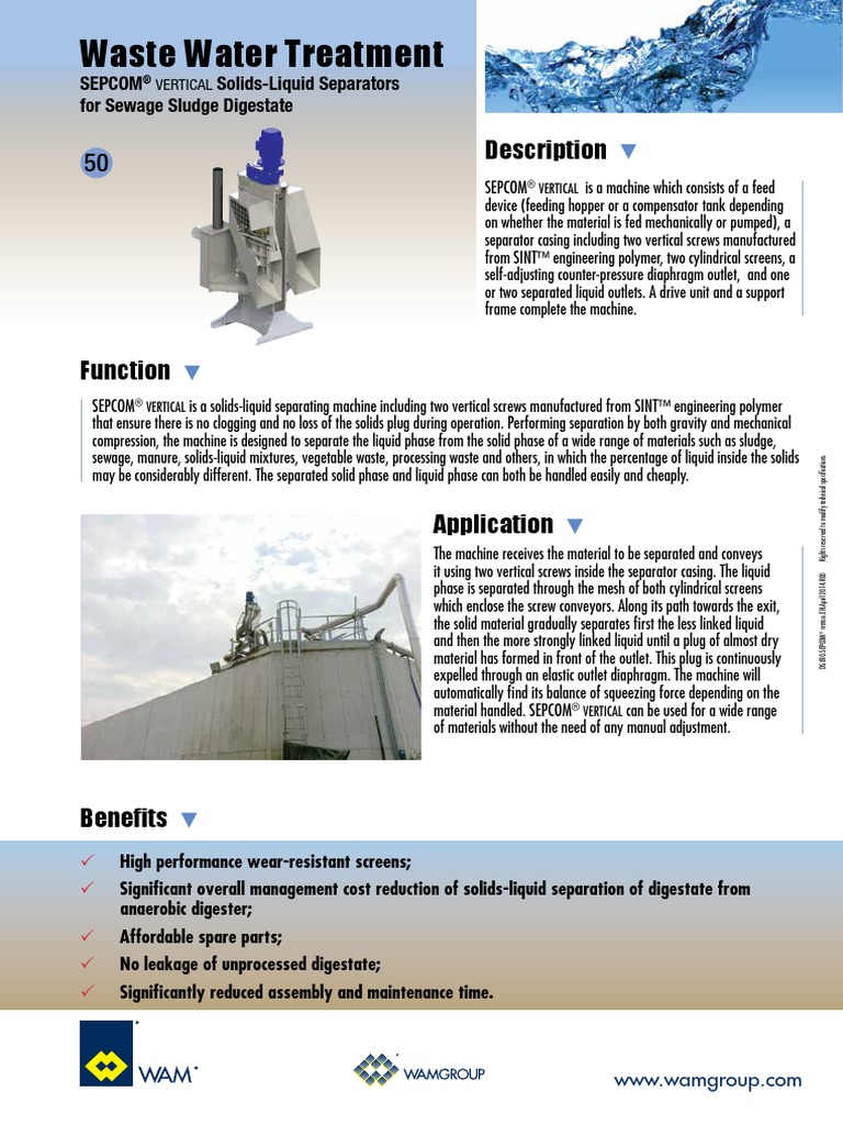 Ds Wastewatertreatment Sepcom Vertical 0318 Eng Pdf Sewage