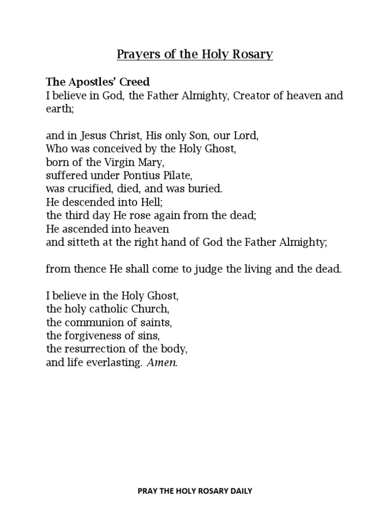 Daily Prayers of the Holy Rosary | PDF | Lord's Prayer | Rosary