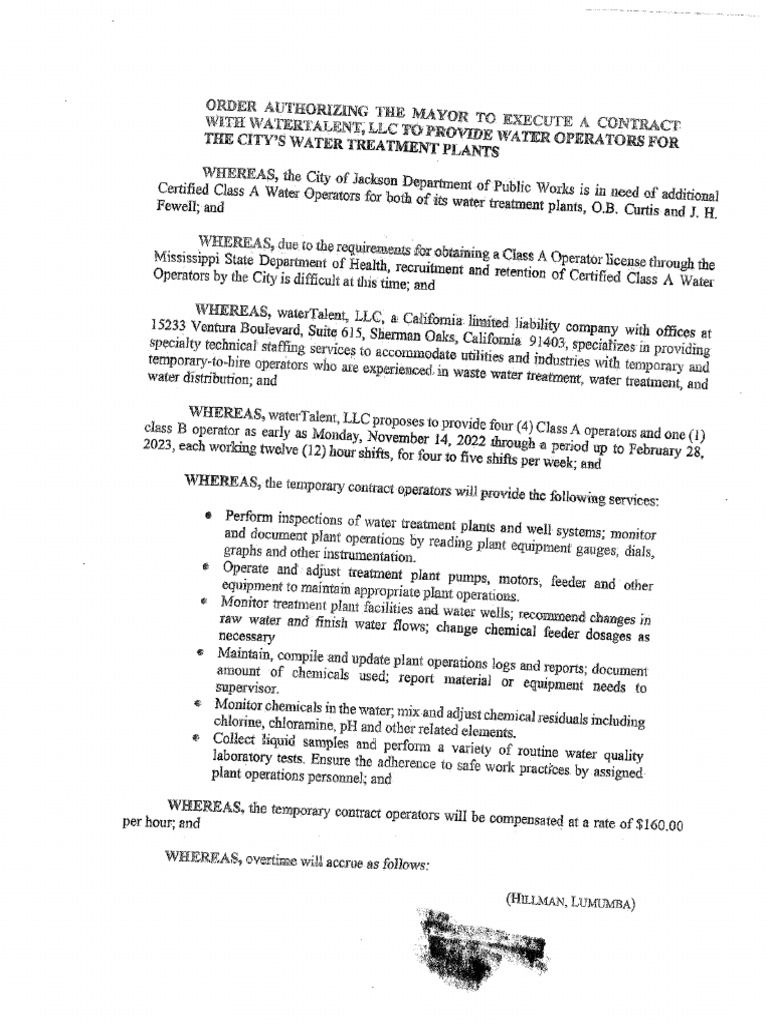 Council Order Approving Temporary Contract PDF