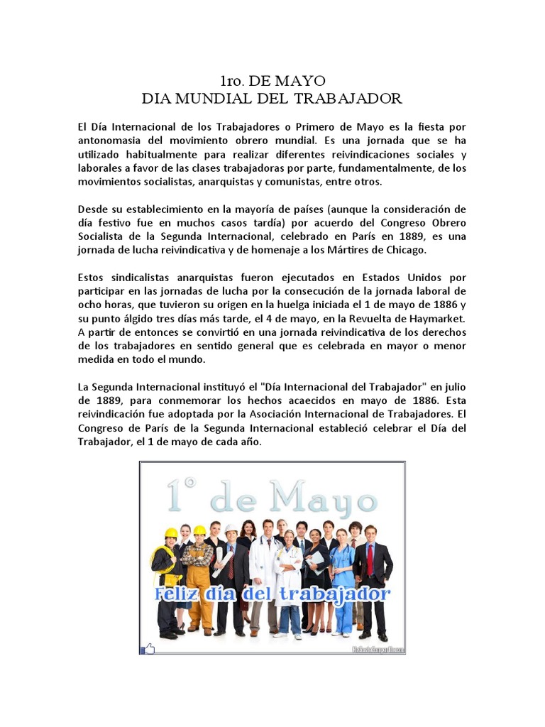 1ro de Mayo Dia Del Trabajador | PDF