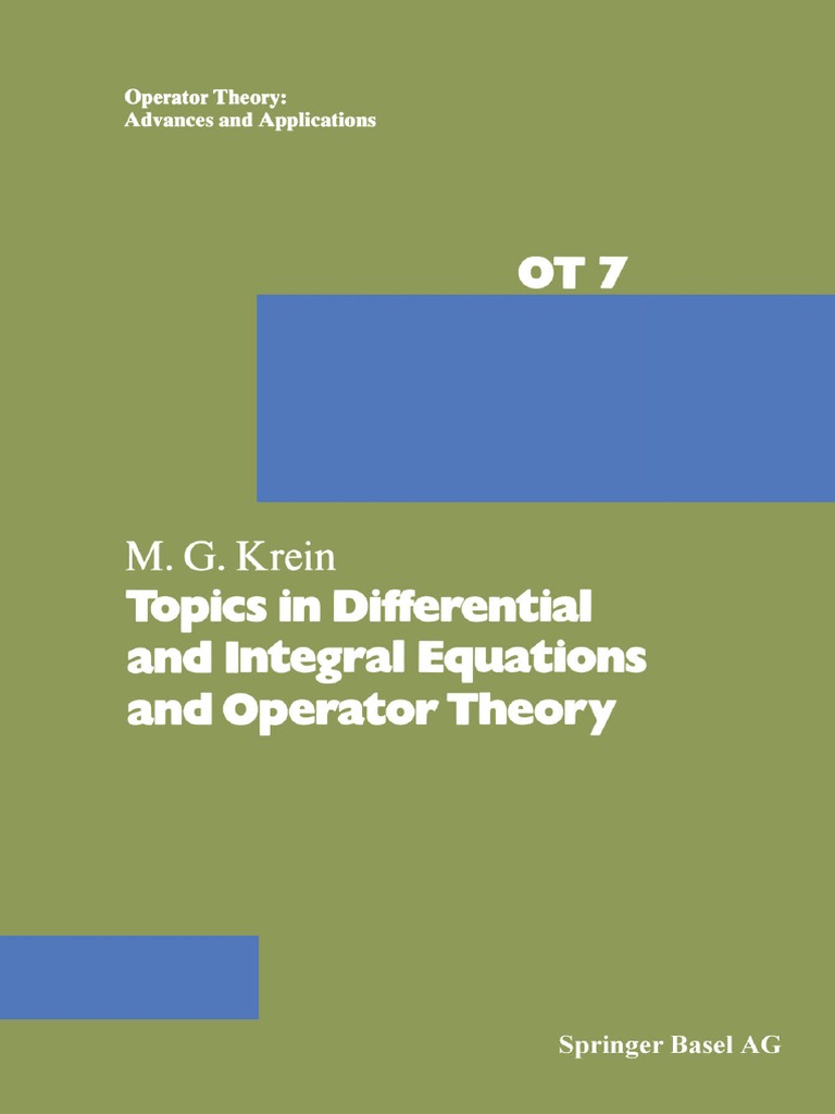 Topics in Differential and Integral Equations and Operator Theory PDF