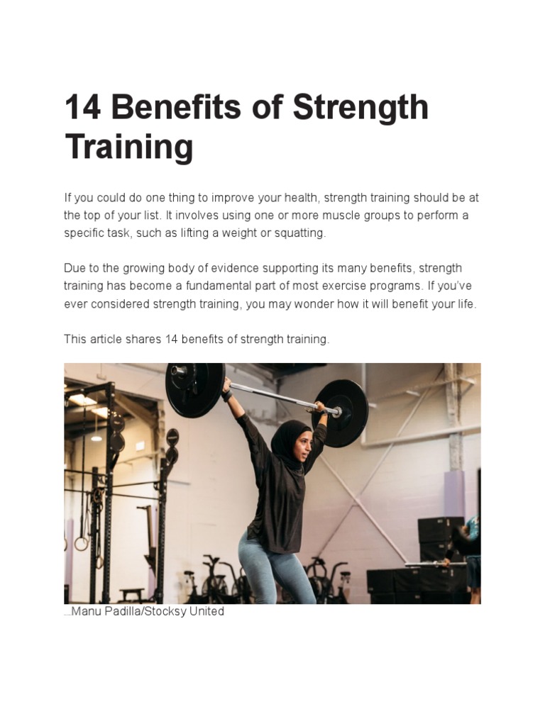 14 Benefits of Strength Training PDF Strength Training Weight
