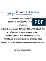 CONFORME ORIENTAÇÕES DO DECRETO MUNICIPAL N