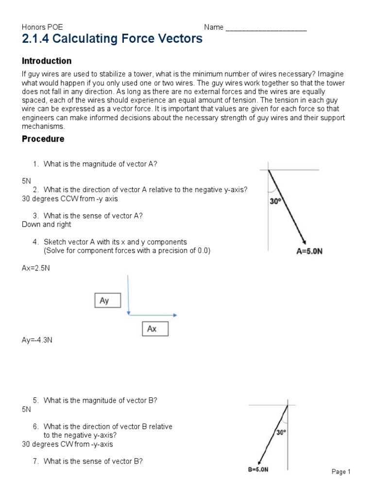 Force Vector Calculation Guide | PDF | Euclidean Vector | Force