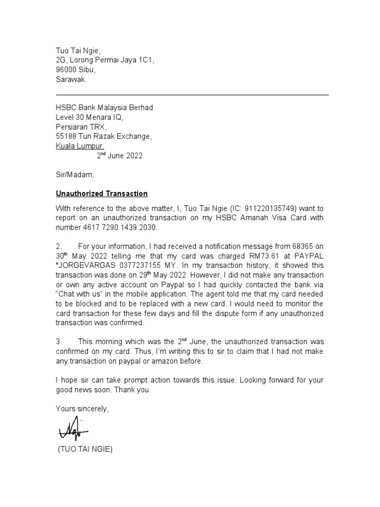 Letter For Nonreceipt | PDF | Finance & Money Management