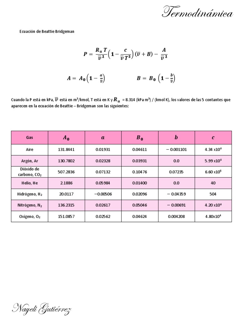 39E. Fórmula y Tabla de Constantes de Beattie Bridgeman PDF