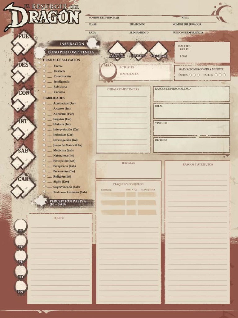 El Resurgir Del Dragón. Fichas PDF